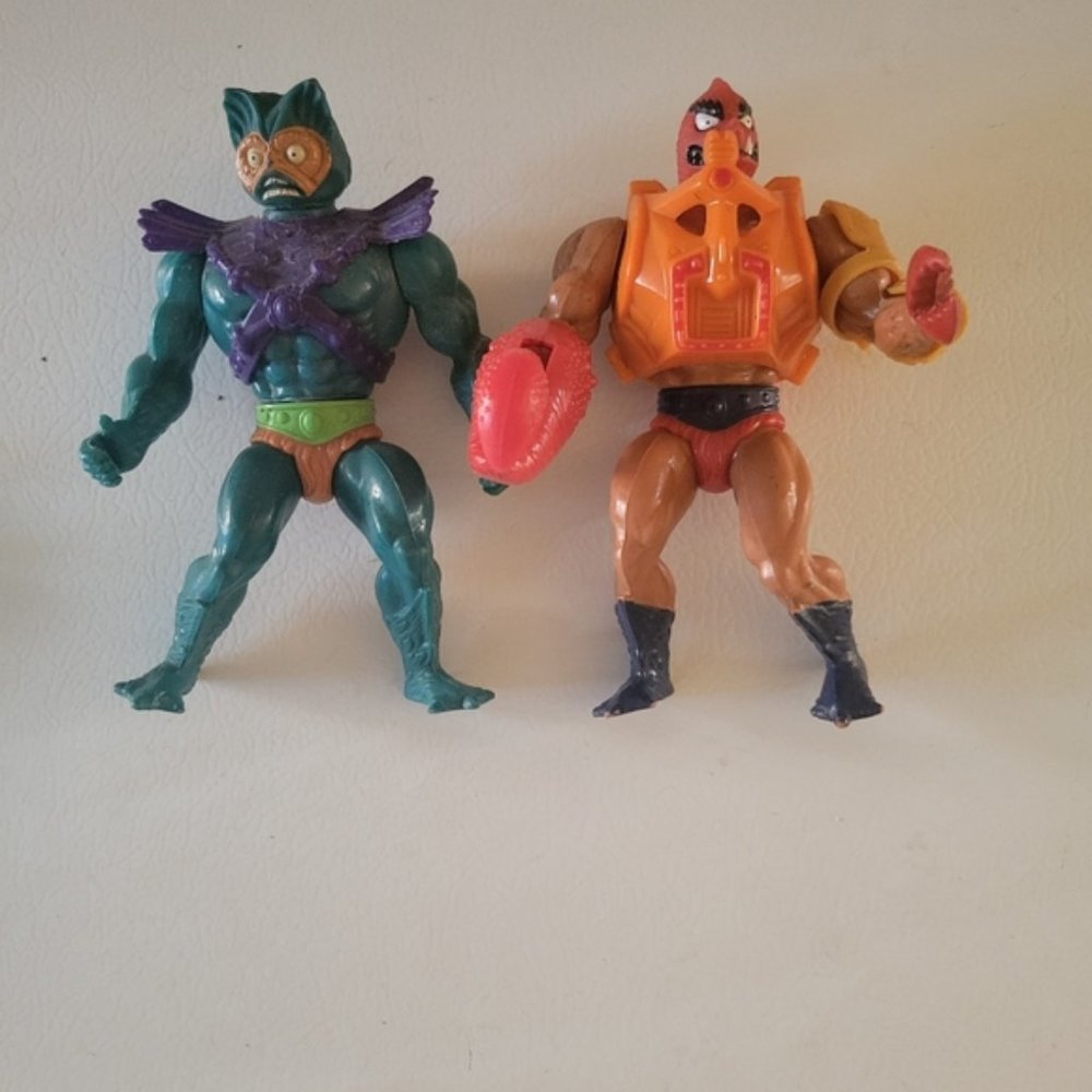 Vintage 1980s MOTU Stinkor and Mer Man Action Figures